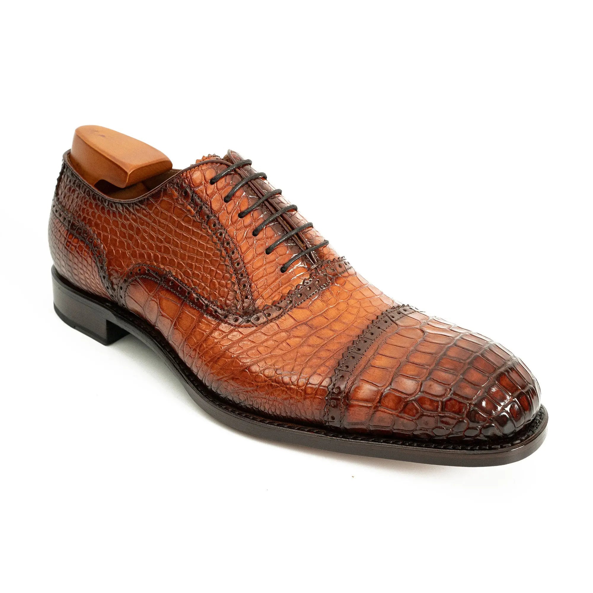 Alligator Skin Oxford Shoes Brown DIVINCH