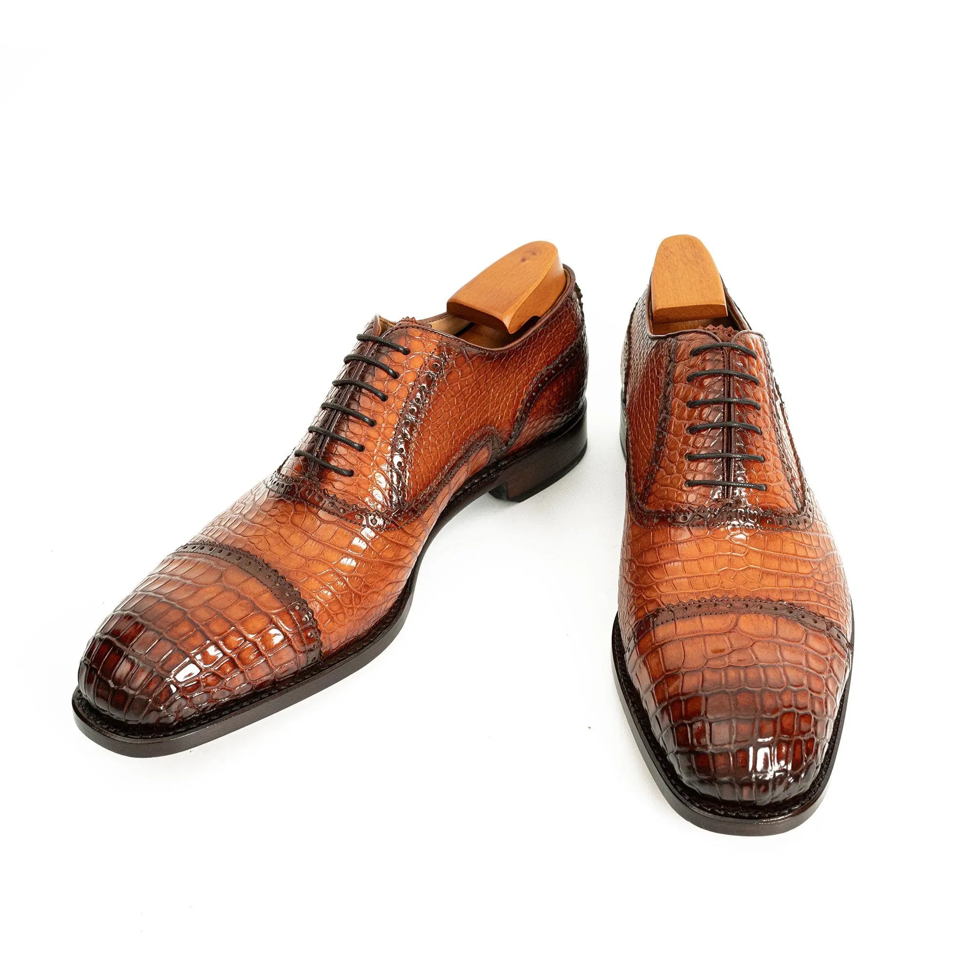 Alligator Skin Oxford Shoes Brown DIVINCH