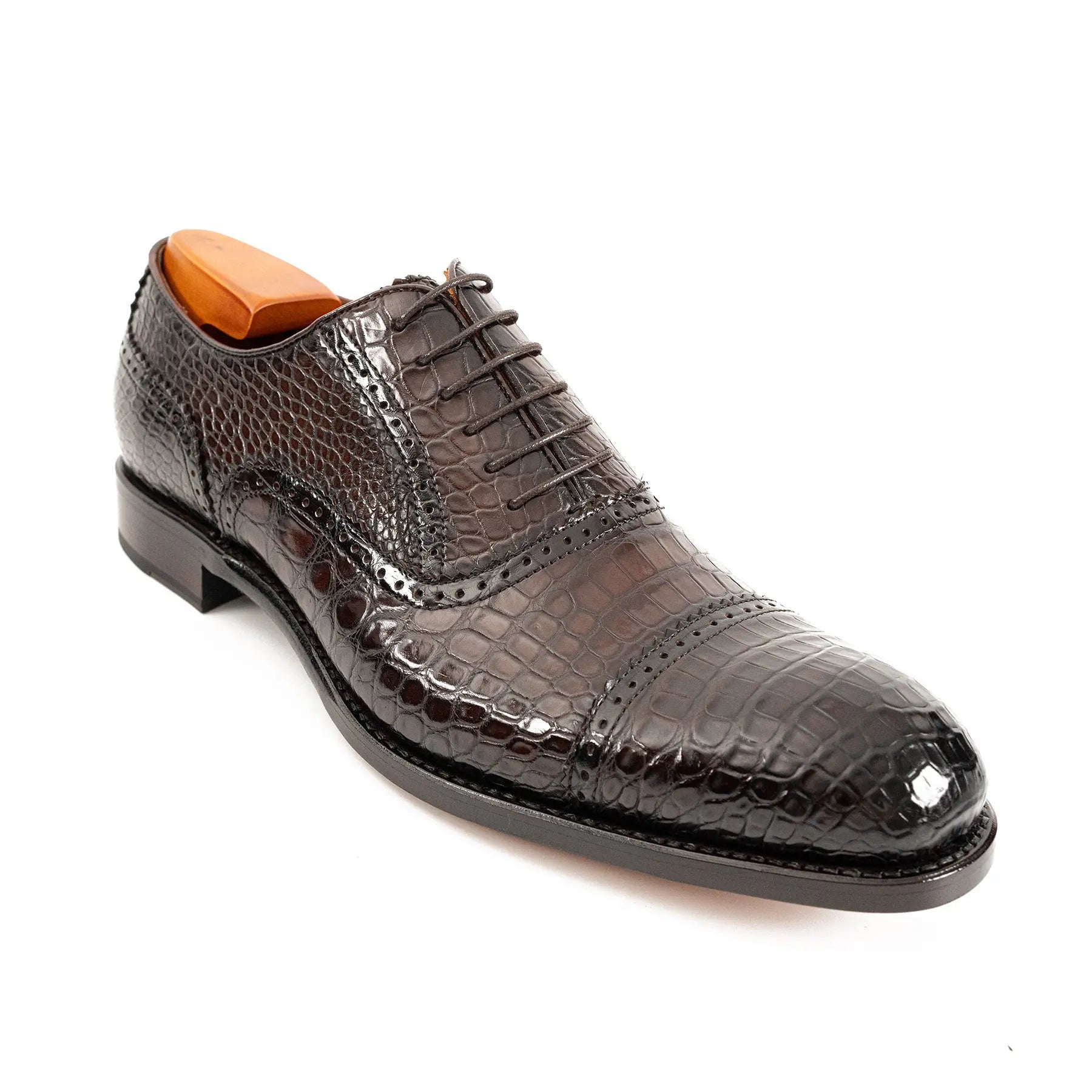 Alligator Skin Oxford Shoes Coffee DIVINCH