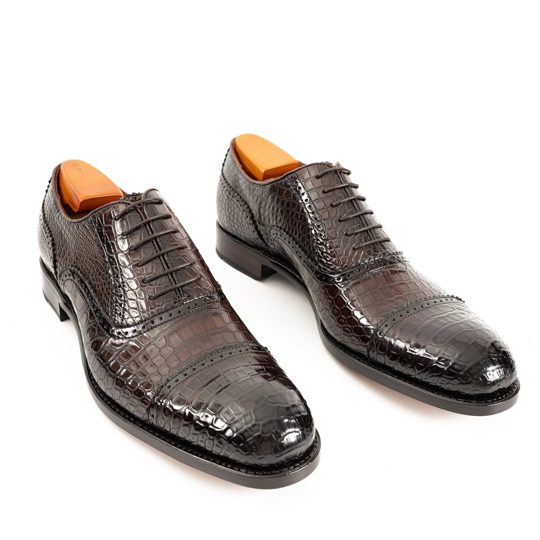 Alligator Skin Oxford Shoes Coffee DIVINCH