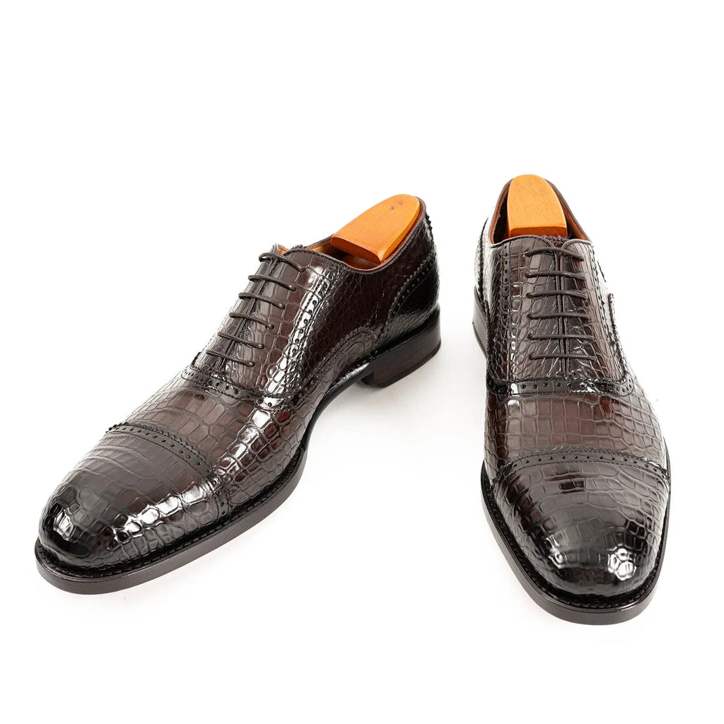 Alligator Skin Oxford Shoes Coffee DIVINCH