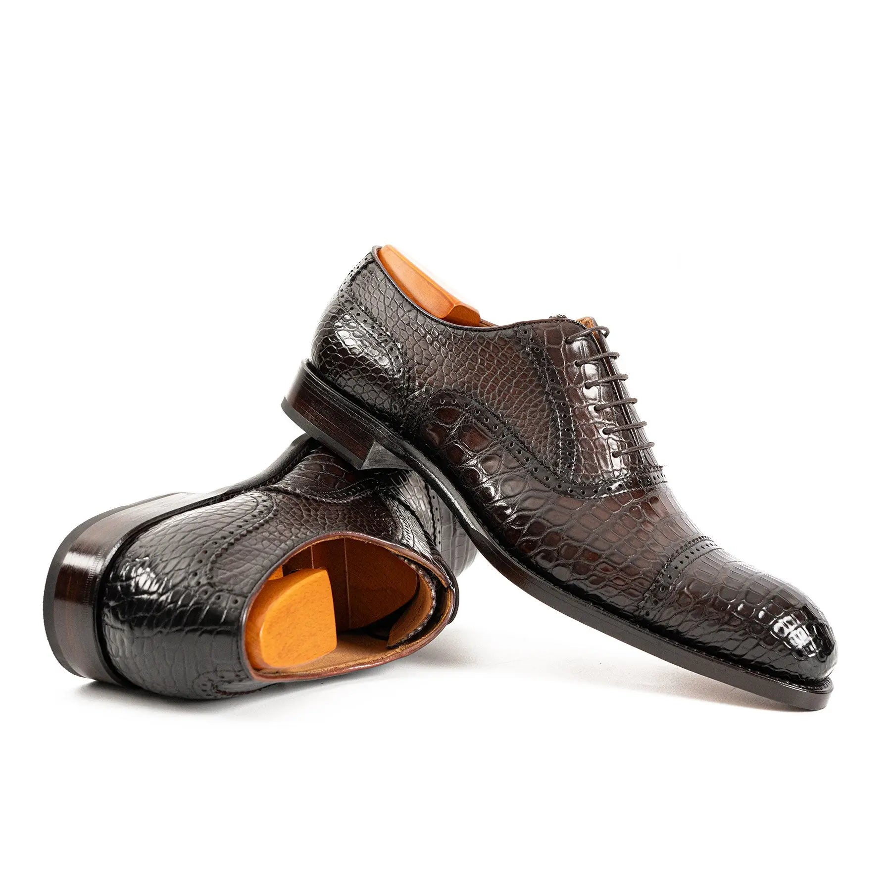 Alligator Skin Oxford Shoes Coffee DIVINCH