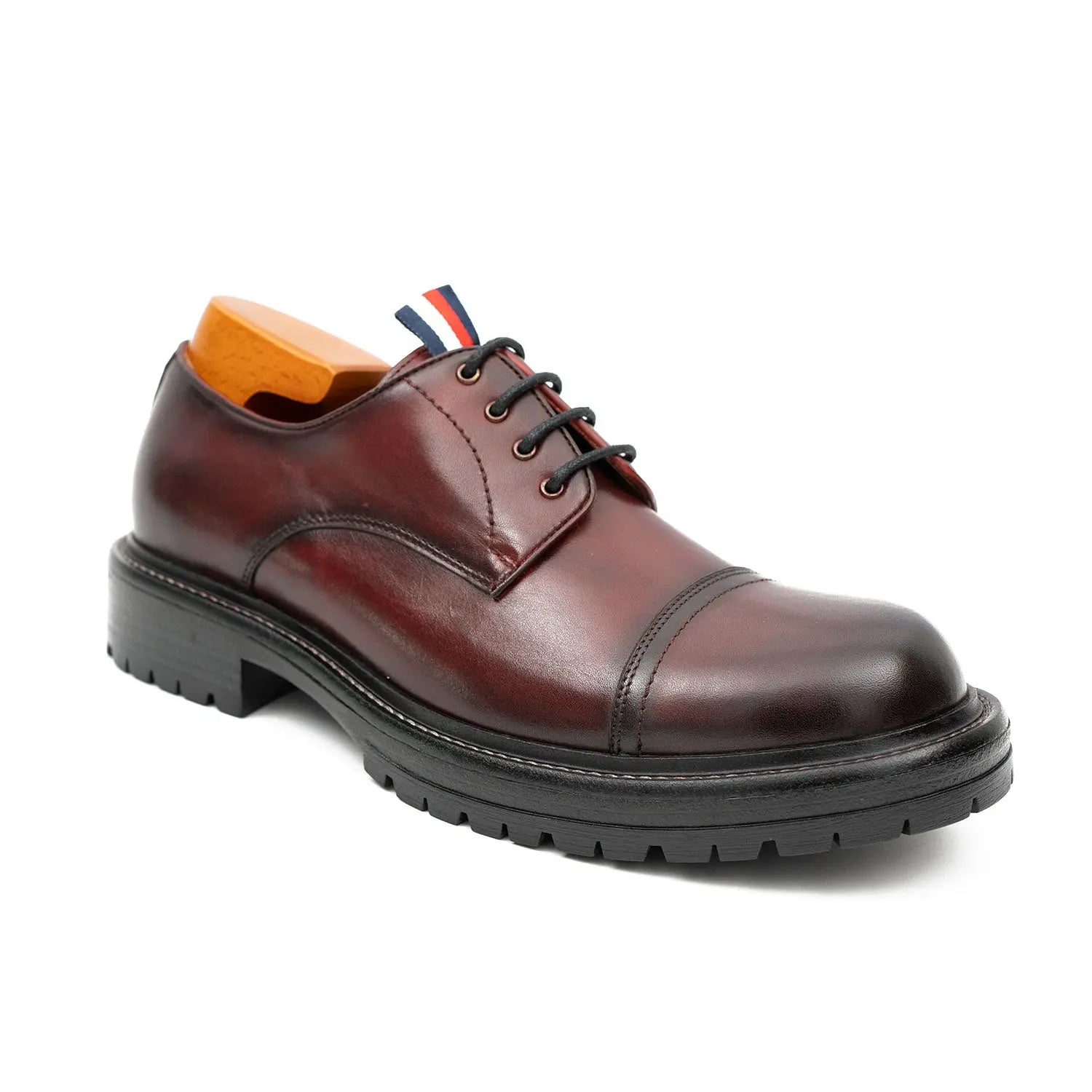 Big Cap Toe Derby shoes Wine red DIVINCH