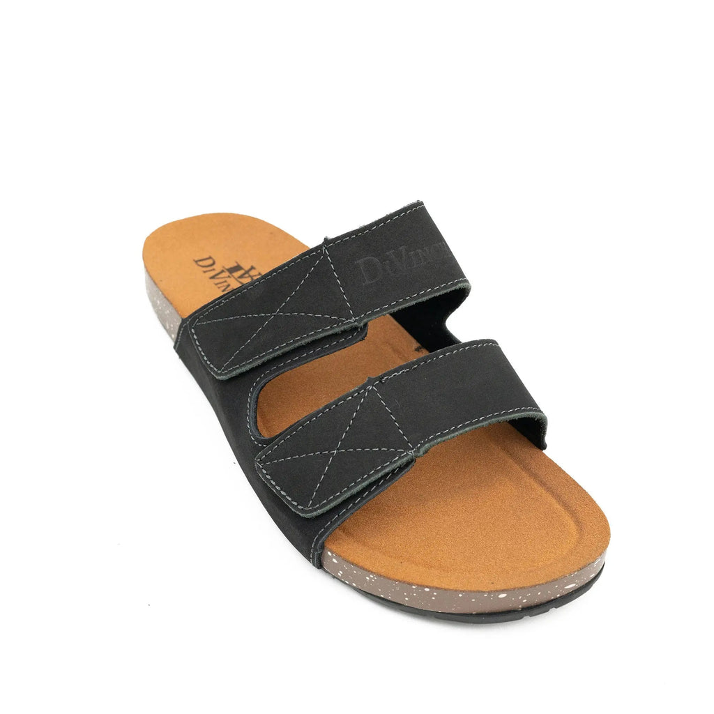 Black Adjustable Slide Sandals DIVINCH