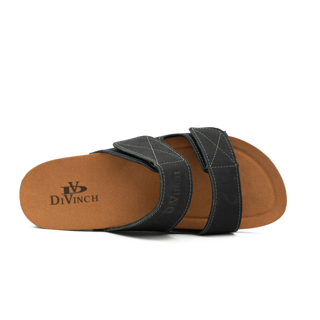 Black Adjustable Slide Sandals DIVINCH
