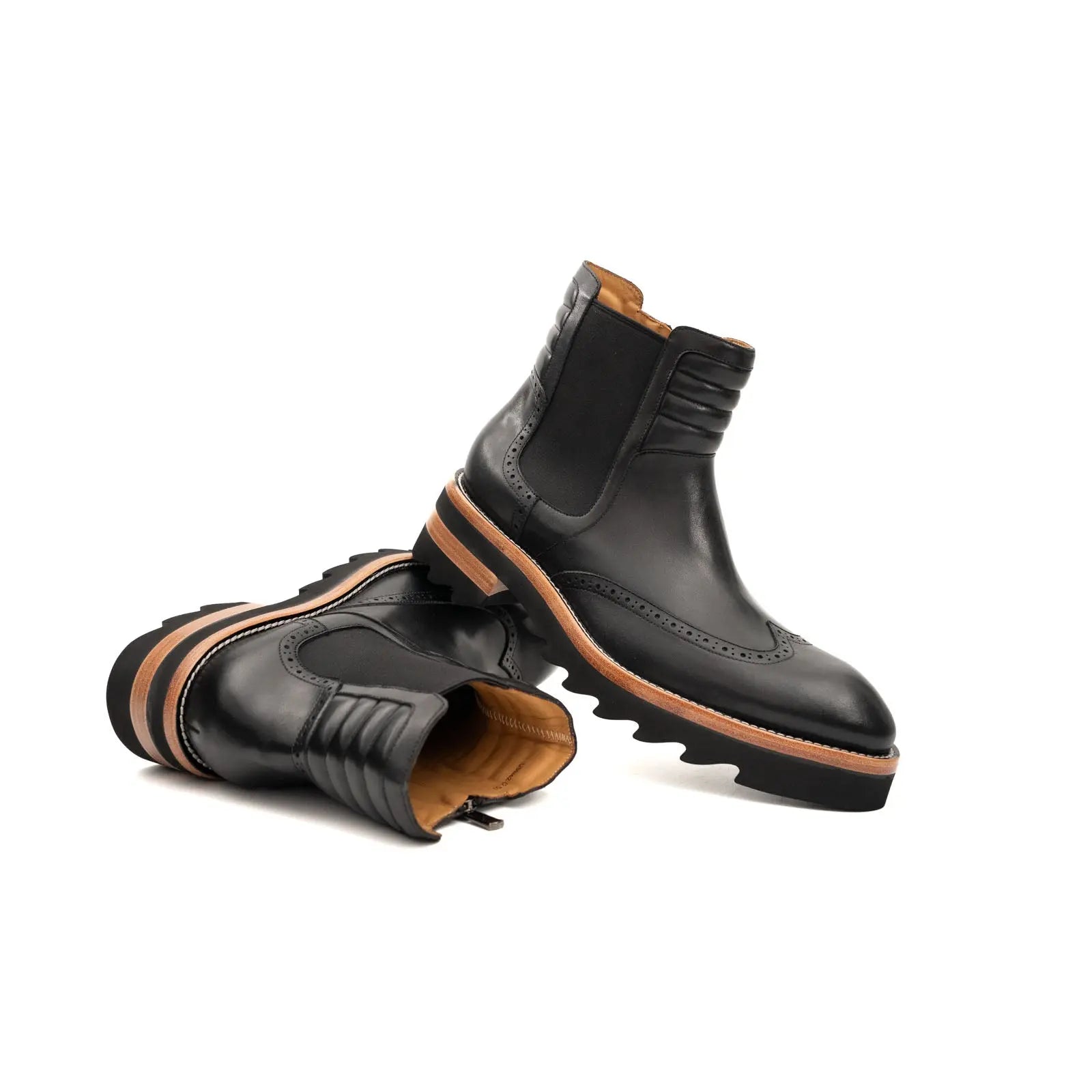 Black Brogue Platform Chelsea Boot DIVINCH