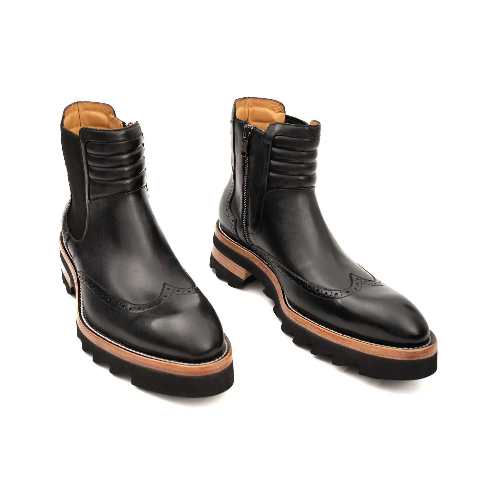 Black Brogue Platform Chelsea Boot DIVINCH