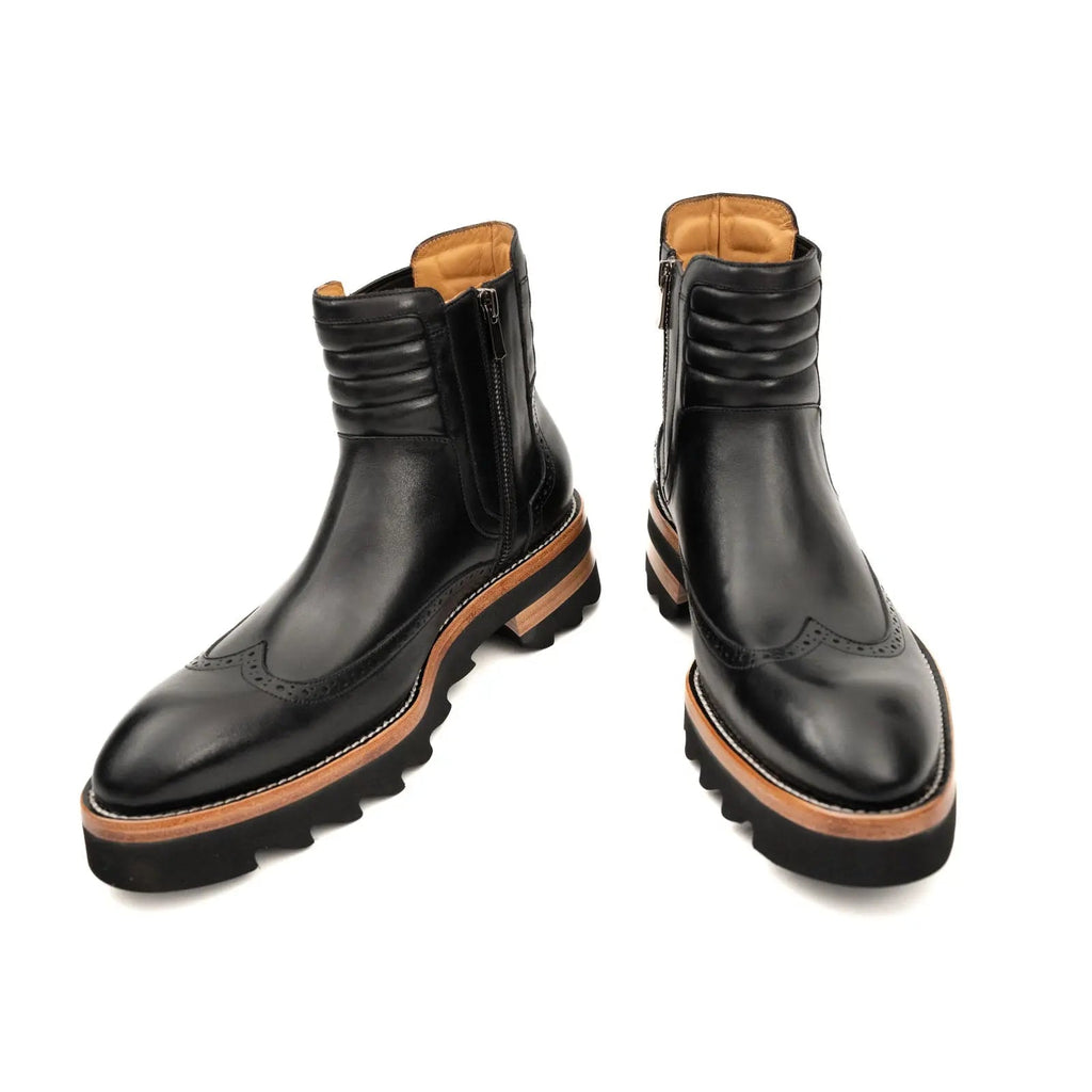 Black Brogue Platform Chelsea Boot DIVINCH