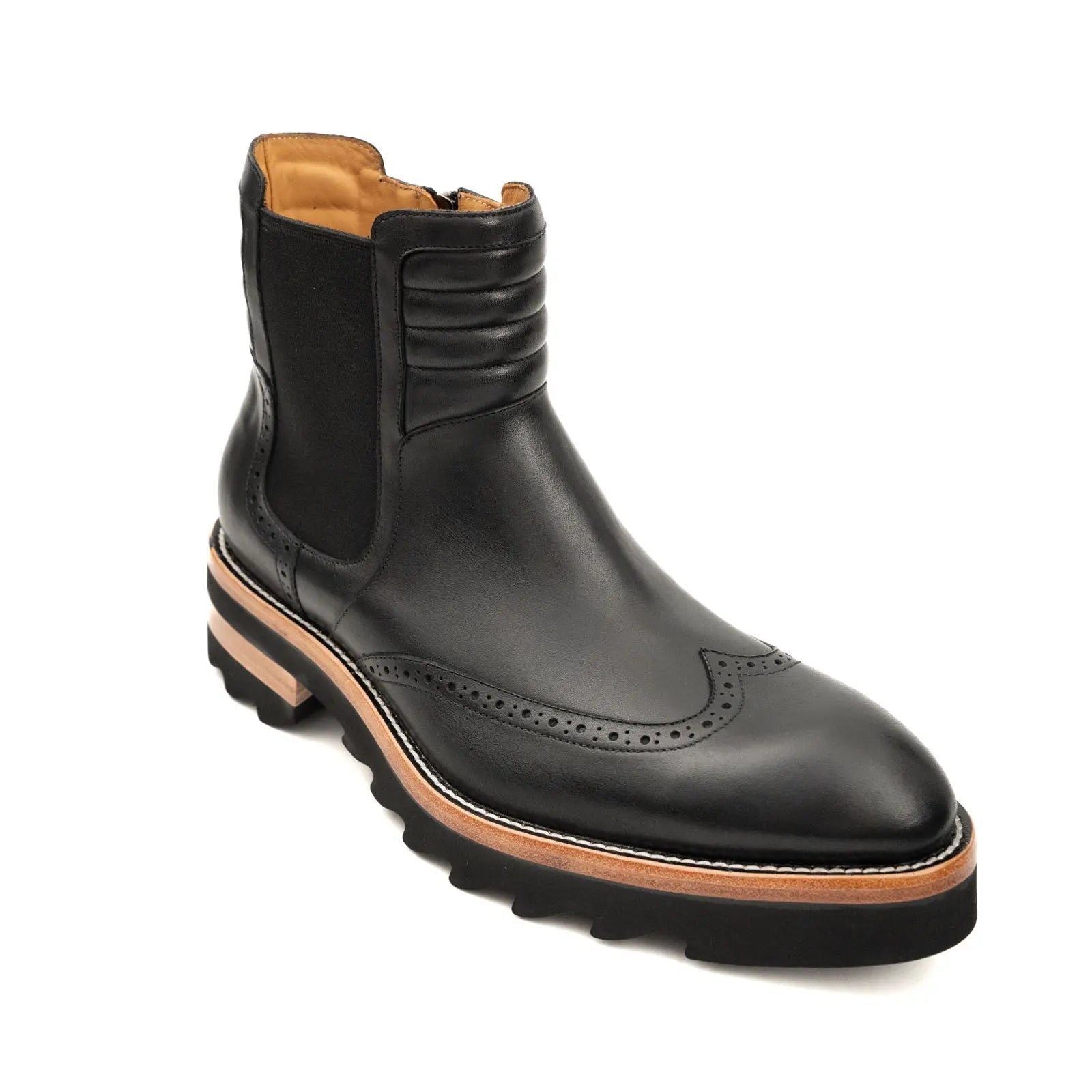 Black Brogue Platform Chelsea Boot DIVINCH