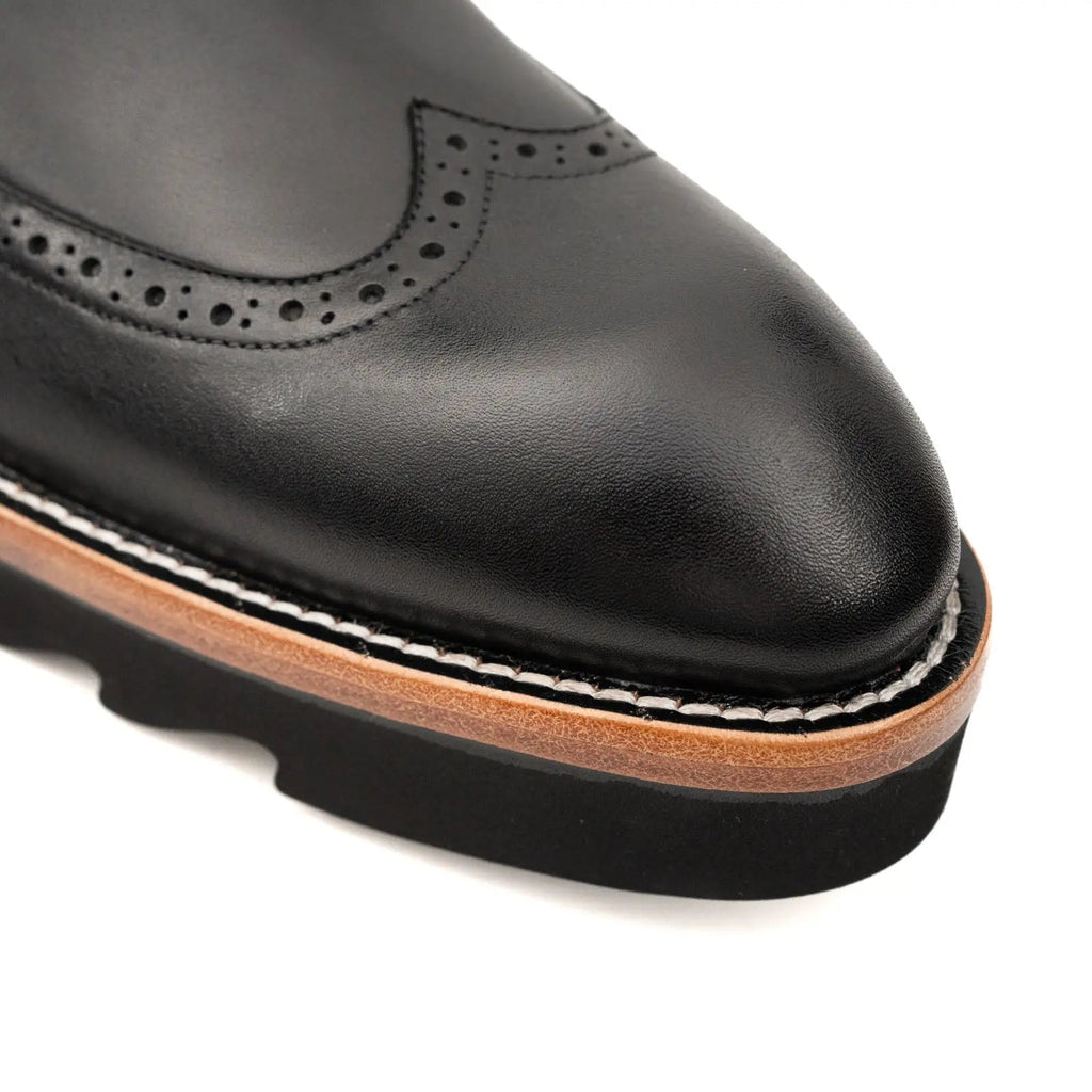 Black Brogue Platform Chelsea Boot DIVINCH