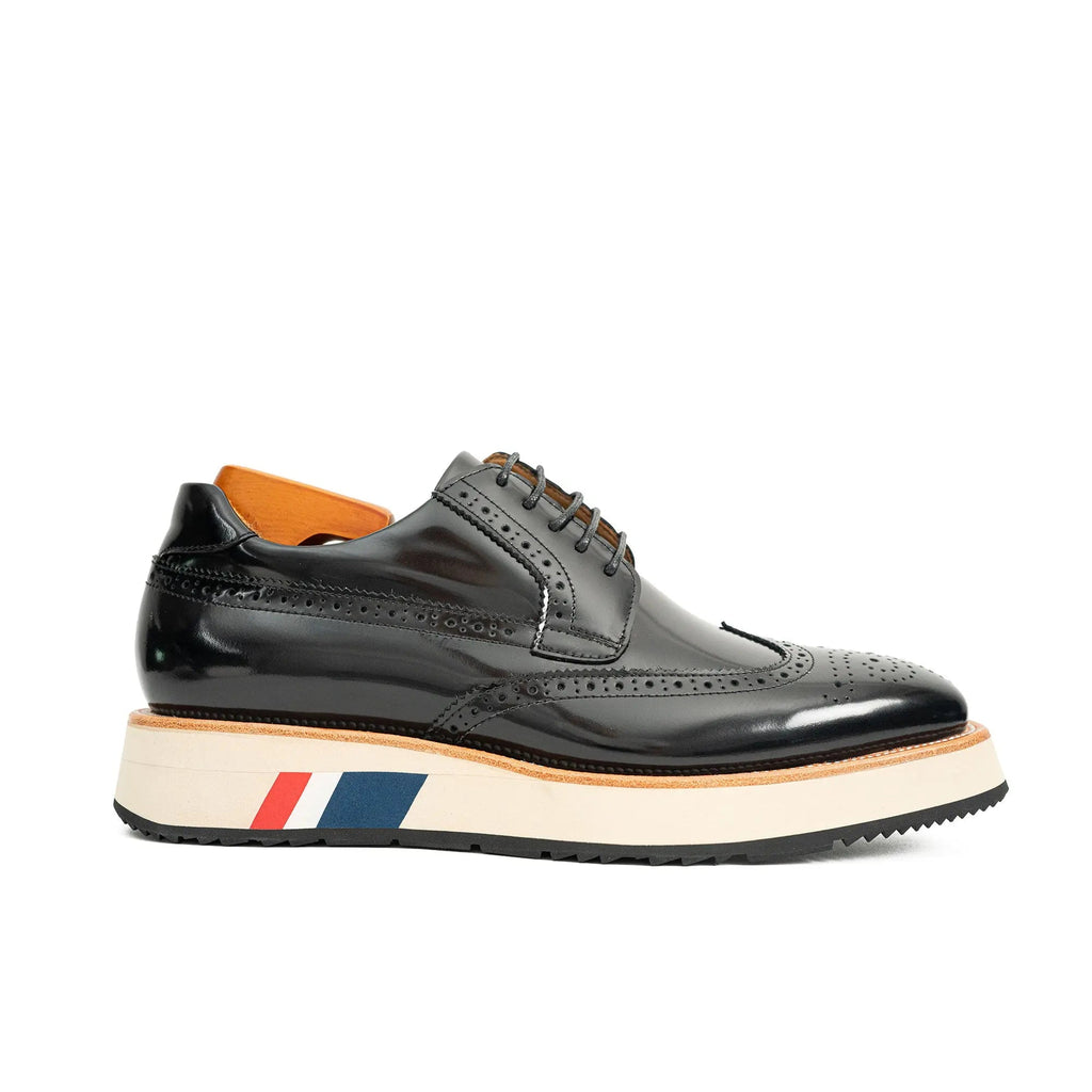 Black Brogues with Colorful Striped Sole Divinch
