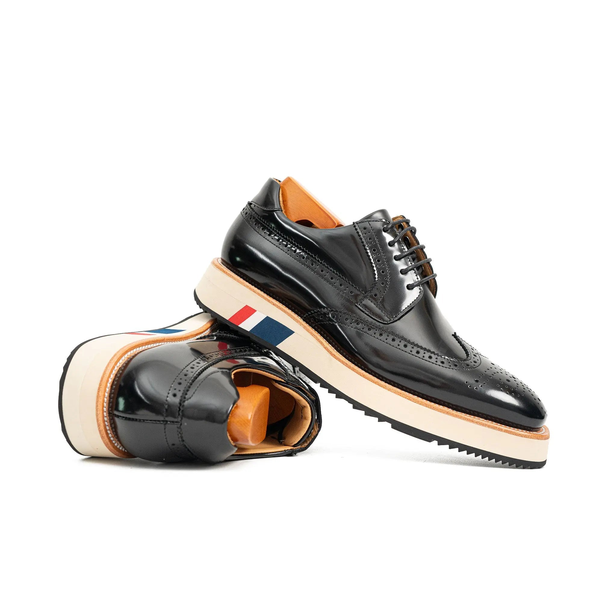 Black Brogues with Colorful Striped Sole Divinch