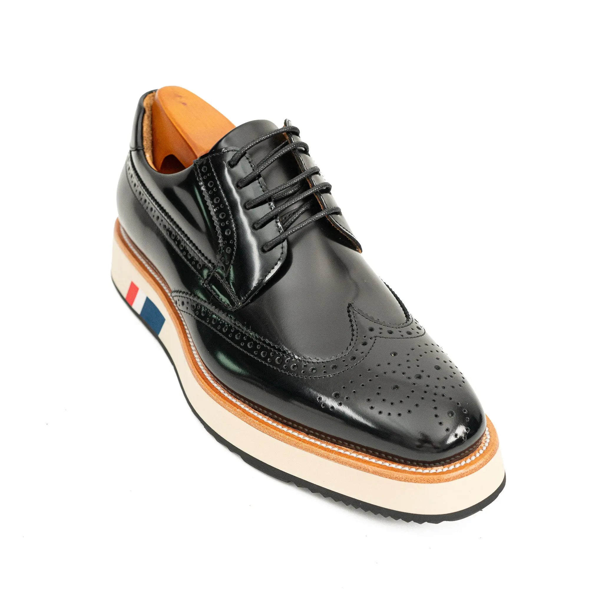 Black Brogues with Colorful Striped Sole Divinch