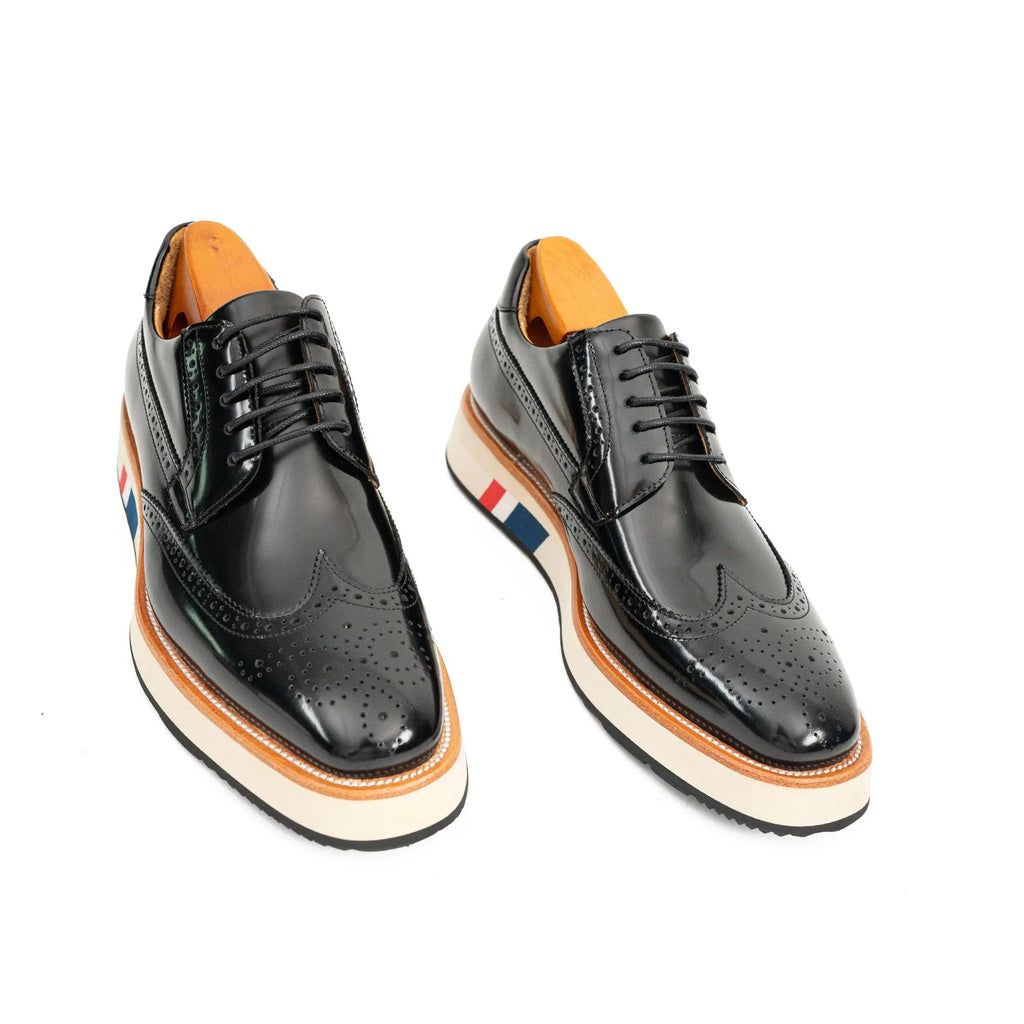 Black Brogues with Colorful Striped Sole Divinch