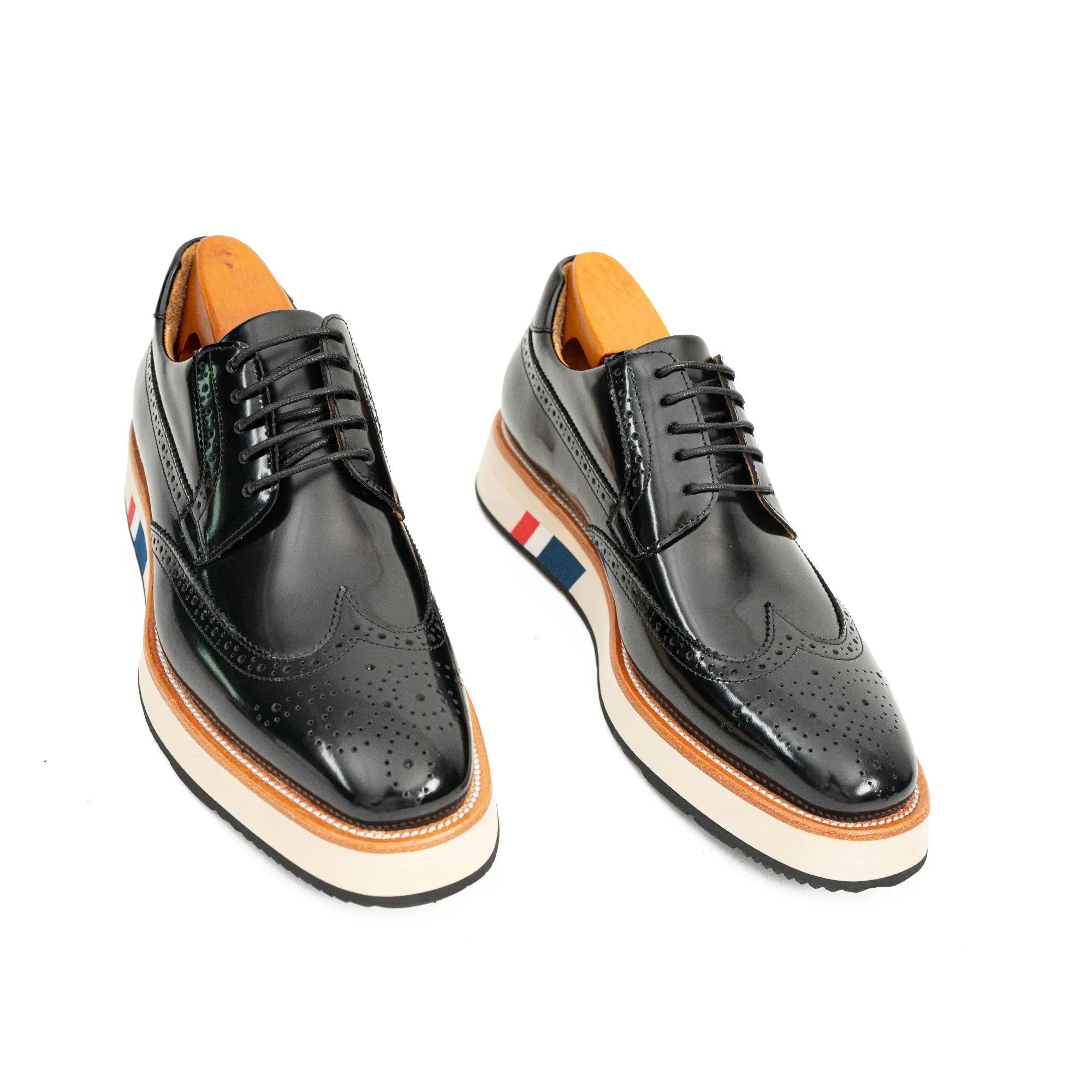 Black Brogues with Colorful Striped Sole Divinch