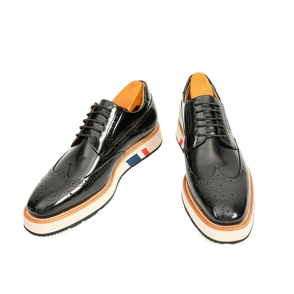 Black Brogues with Colorful Striped Sole Divinch