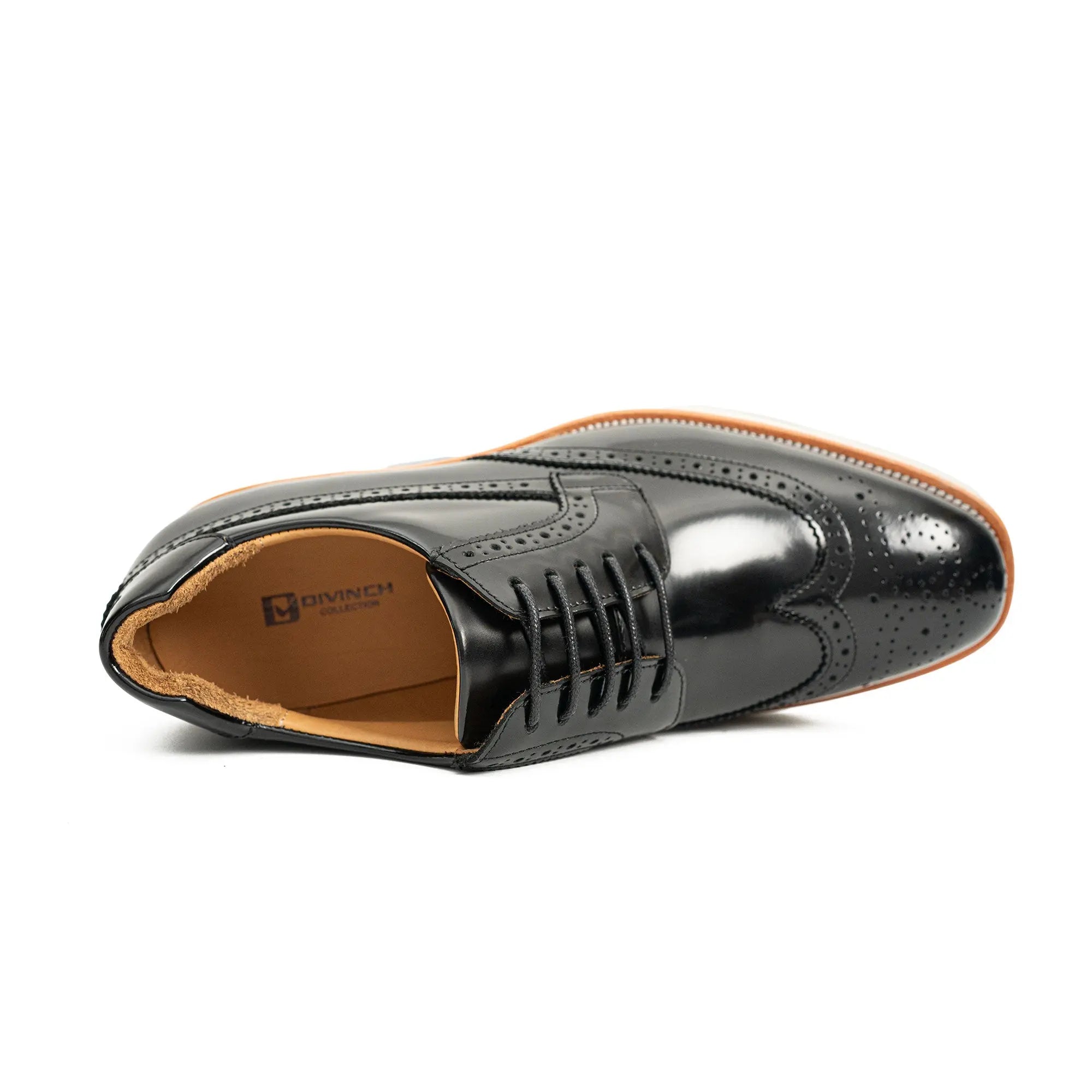 Black Brogues with Colorful Striped Sole Divinch