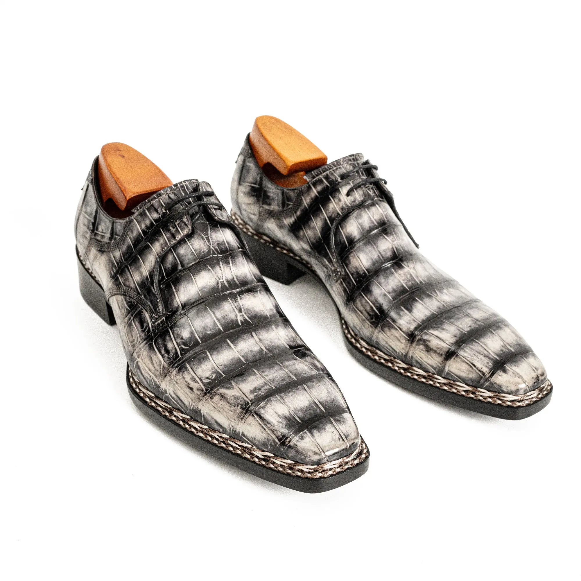 Black Croc-Pattern Norwegian Oxford DIVINCH