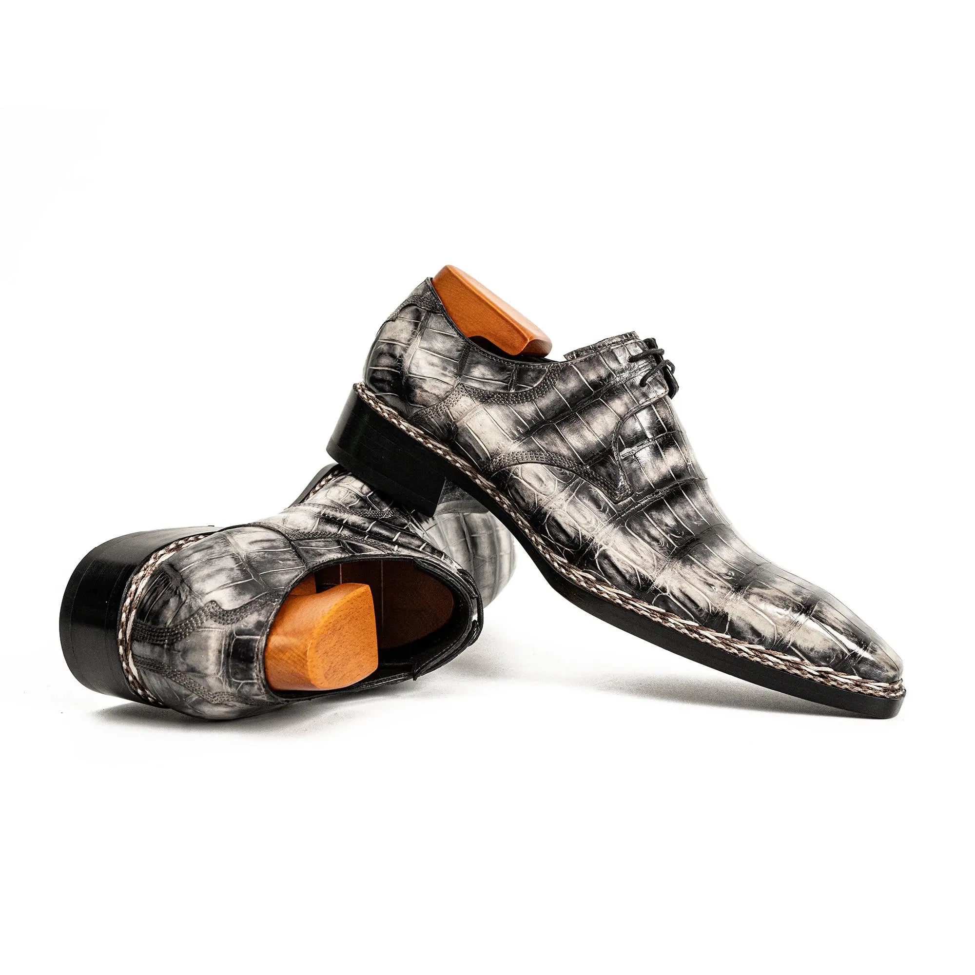 Black Croc-Pattern Norwegian Oxford DIVINCH