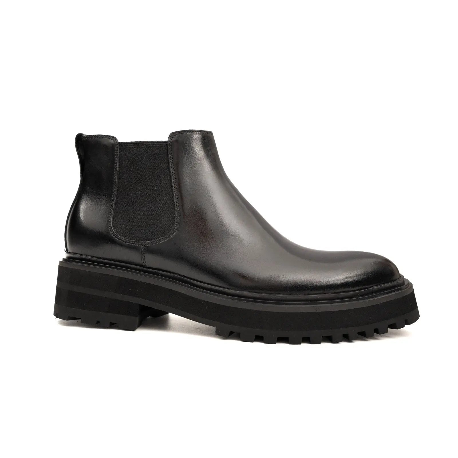 Black Leather Platform Chelsea DIVINCH