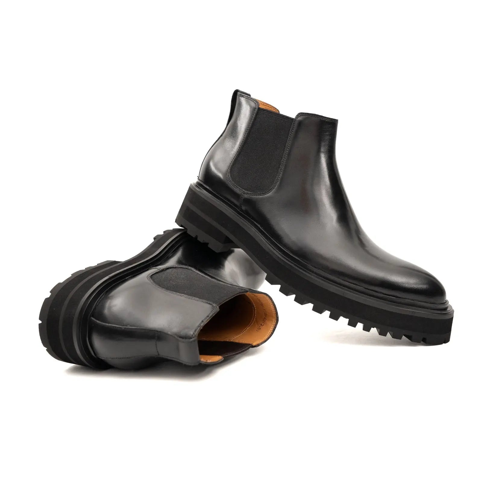Black Leather Platform Chelsea DIVINCH
