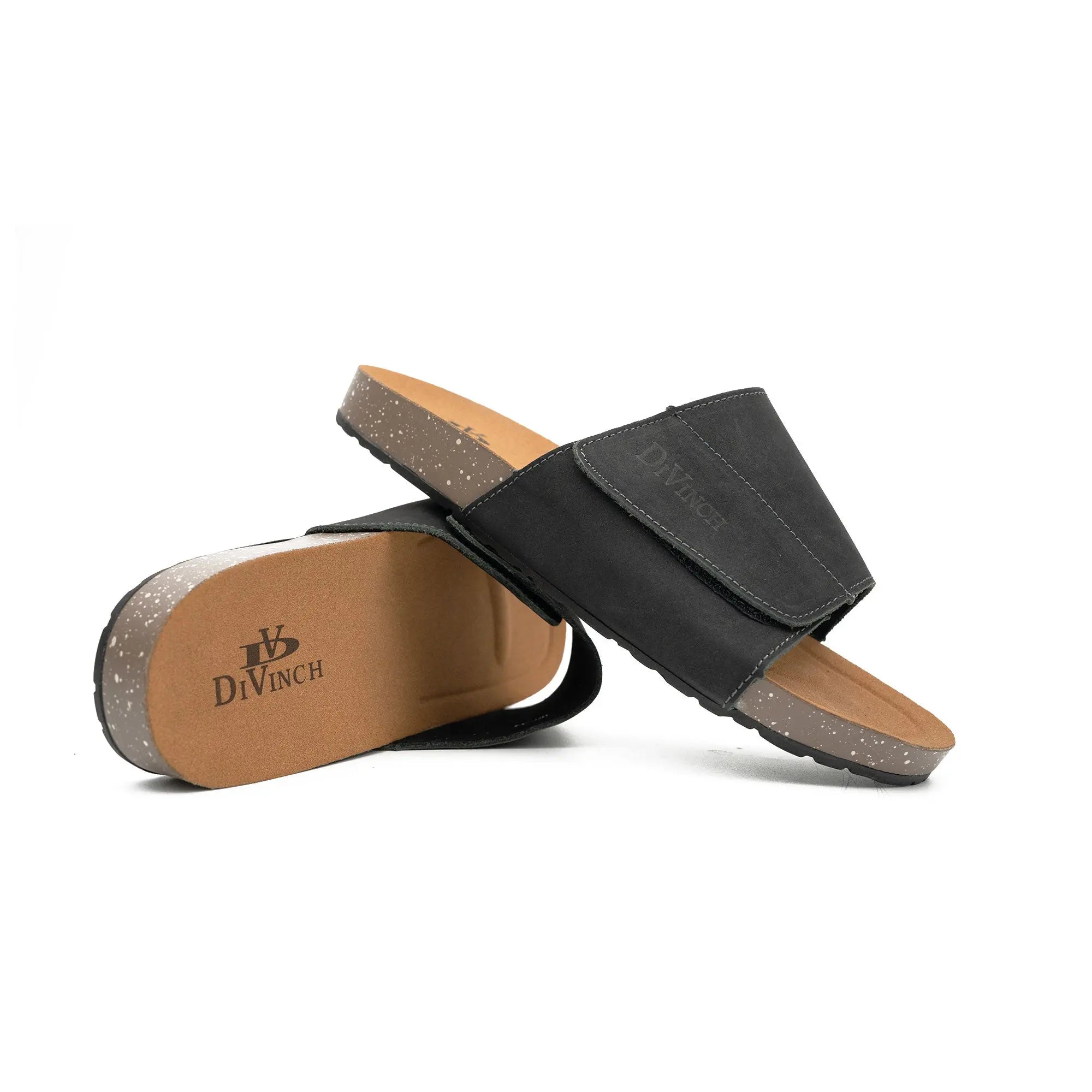 Black Single - Strap Slide Sandals DIVINCH