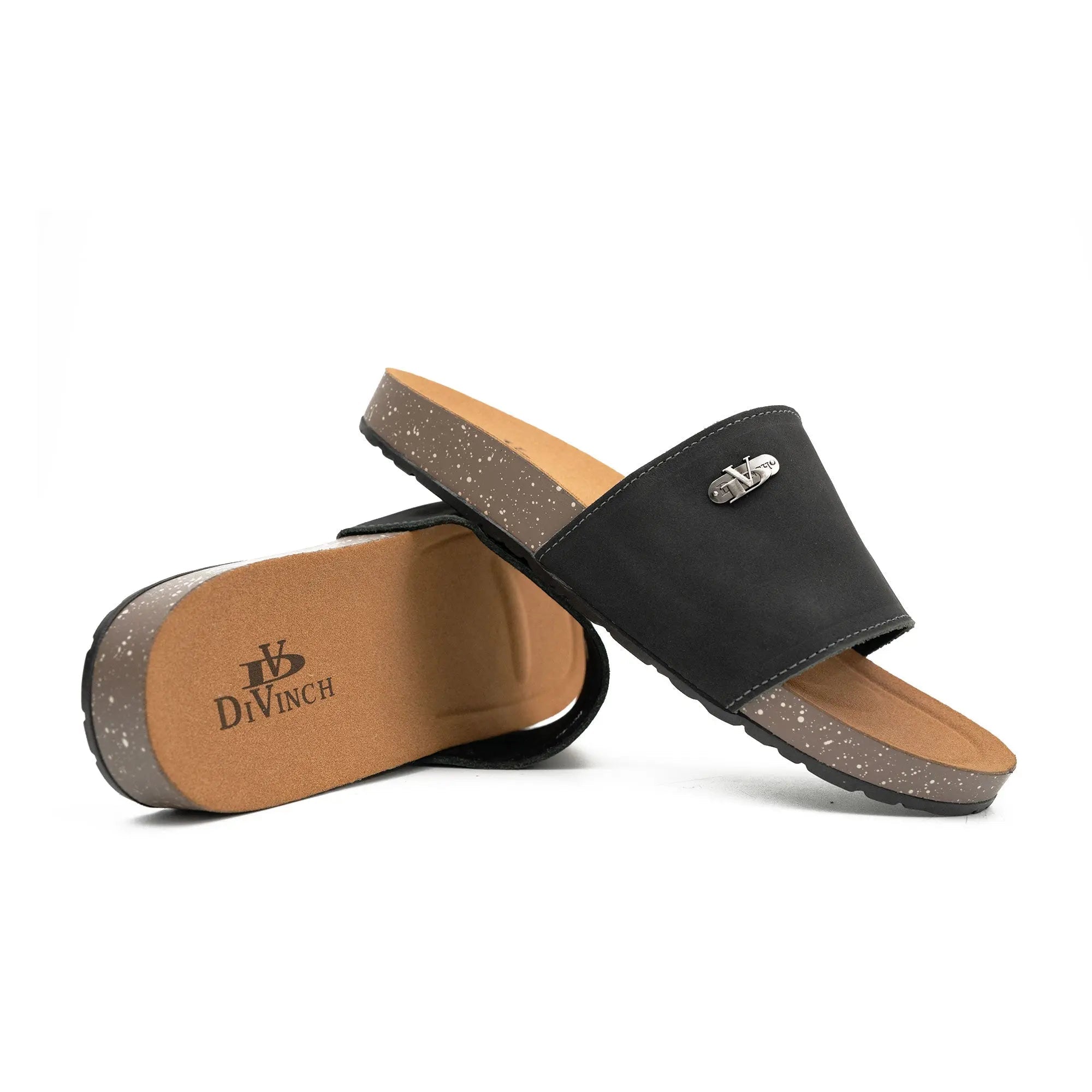Black Single - Strap Slide Sandals DIVINCH