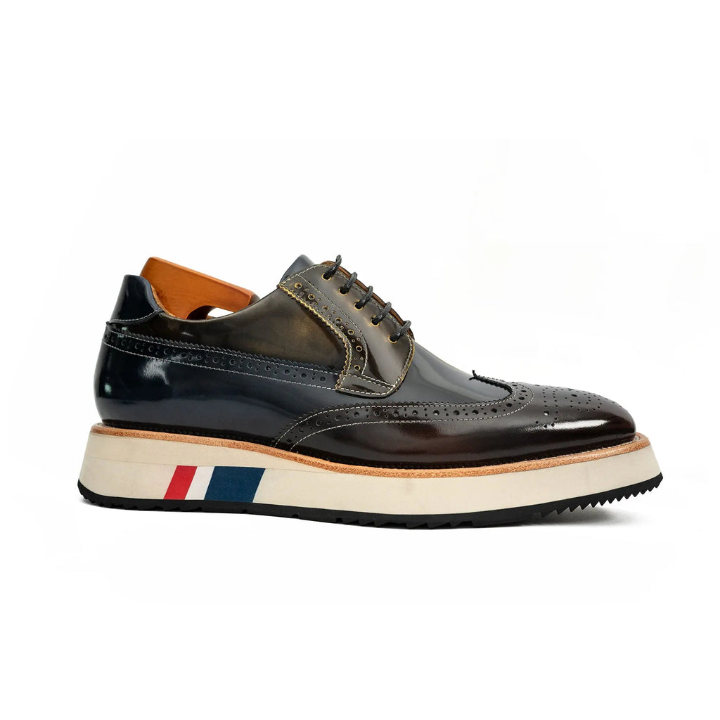 Black & Brown Brogues with Striped Sole Divinch