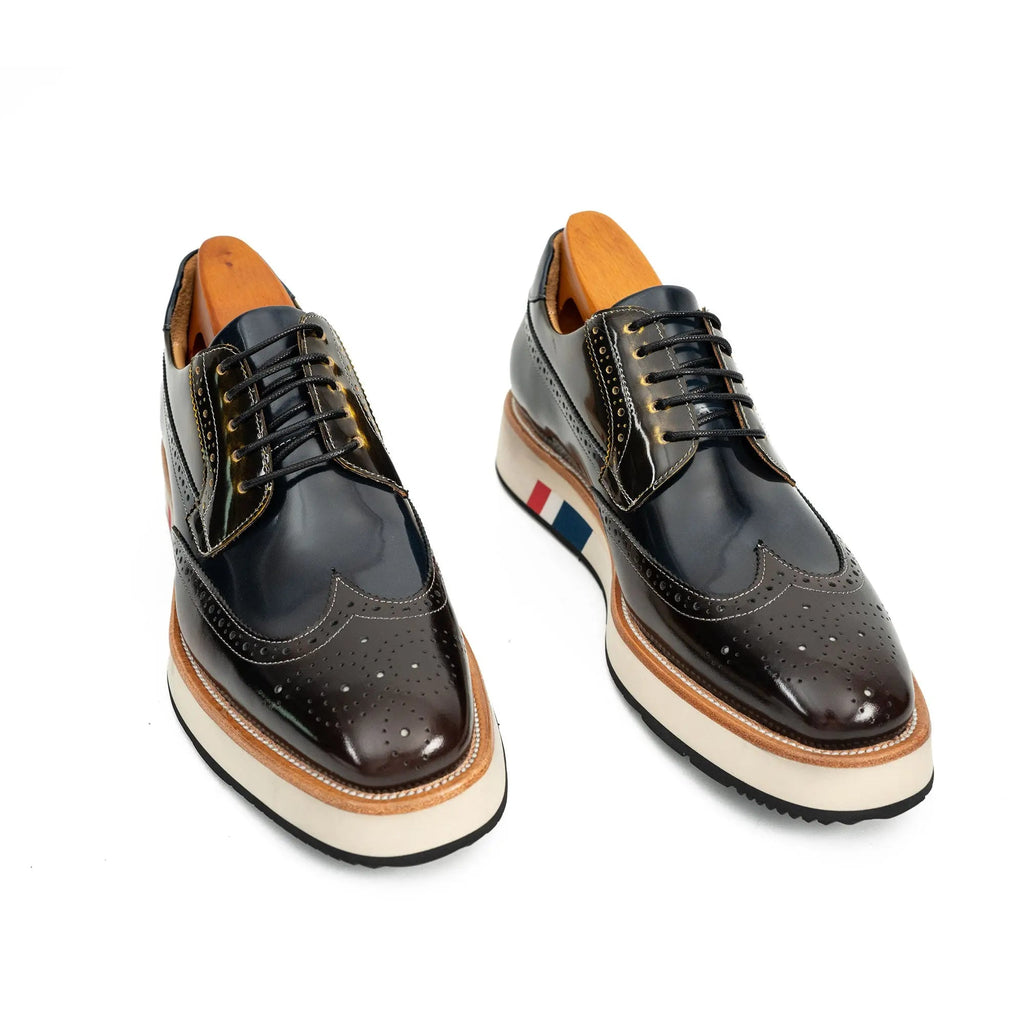 Black & Brown Brogues with Striped Sole Divinch