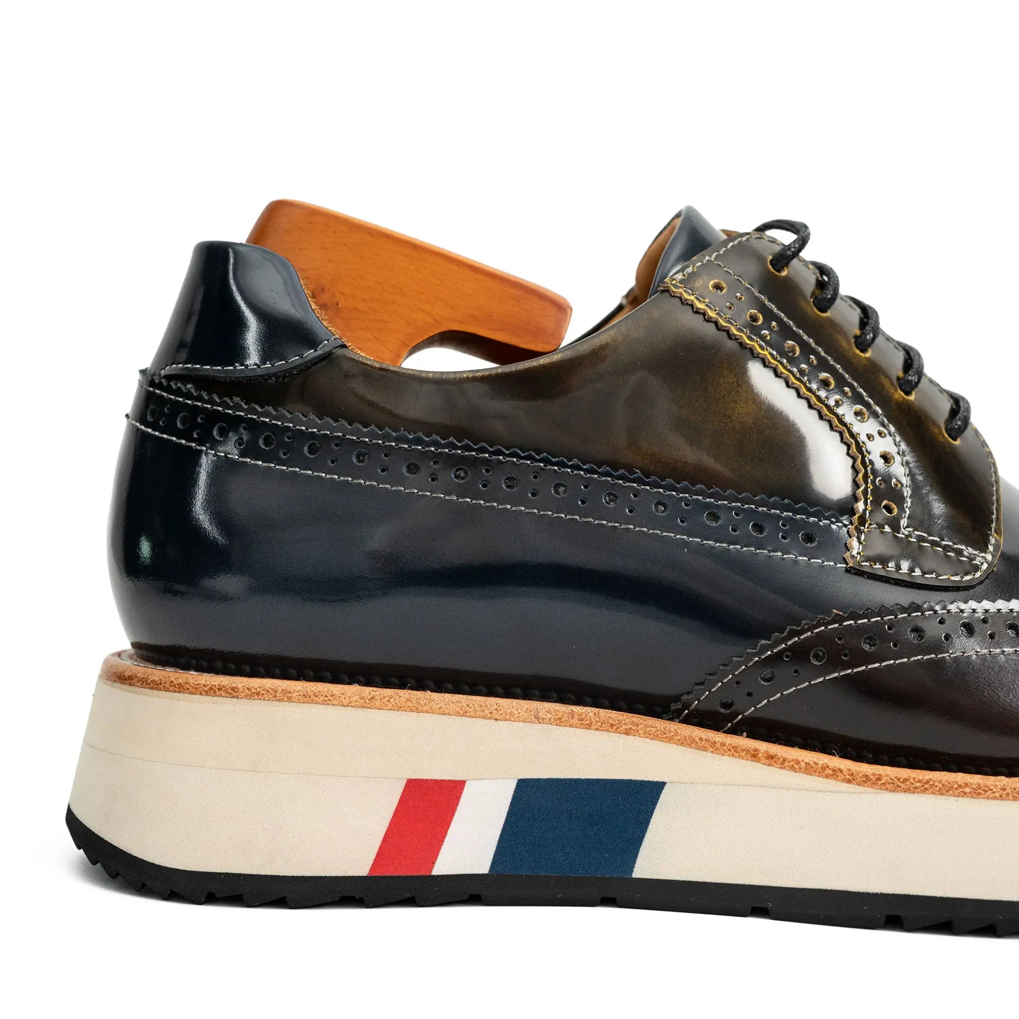 Black & Brown Brogues with Striped Sole Divinch