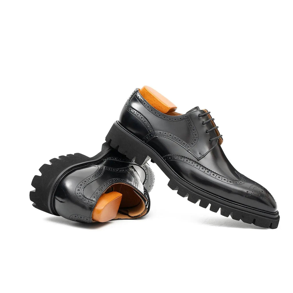 Black derby brogue shoes DIVINCH