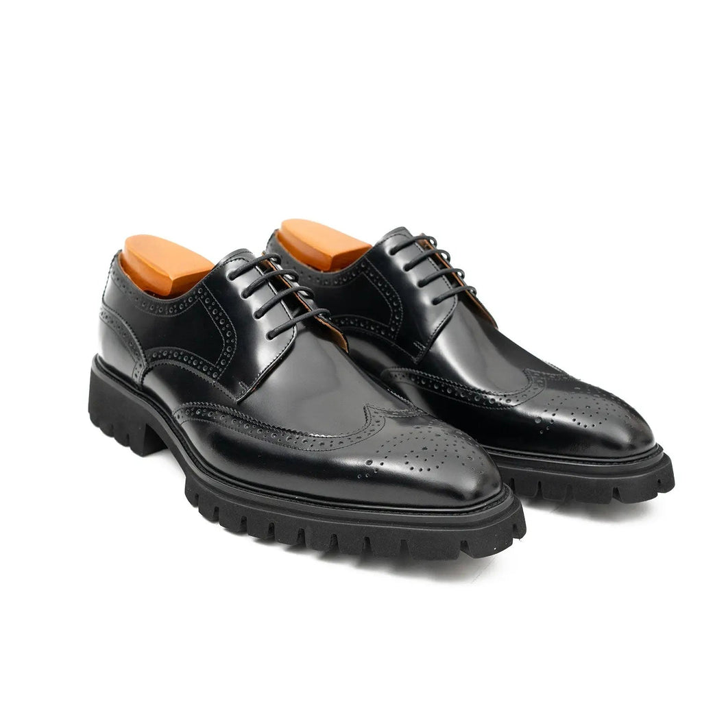 Black derby brogue shoes DIVINCH