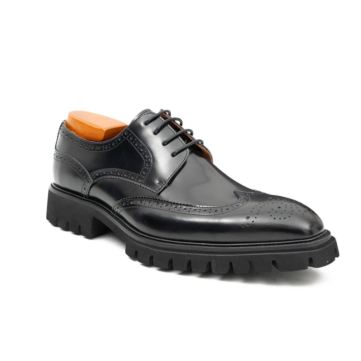 Black derby brogue shoes DIVINCH