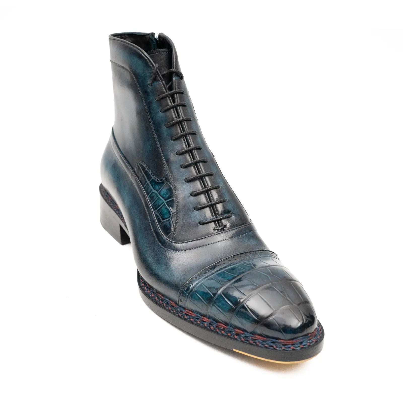 Blue Genuine Alligator Leather Boots Goodyear Norwegian Welt DIVINCH