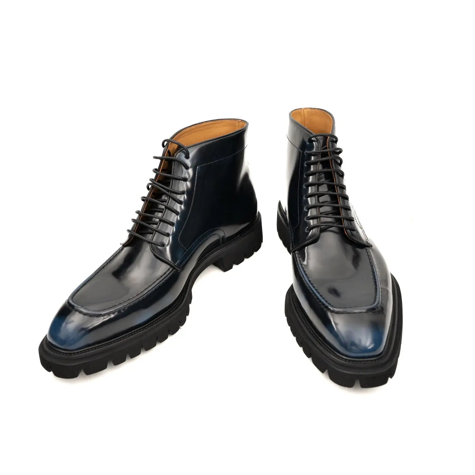 Blue Patent Lug Sole Boot DIVINCH