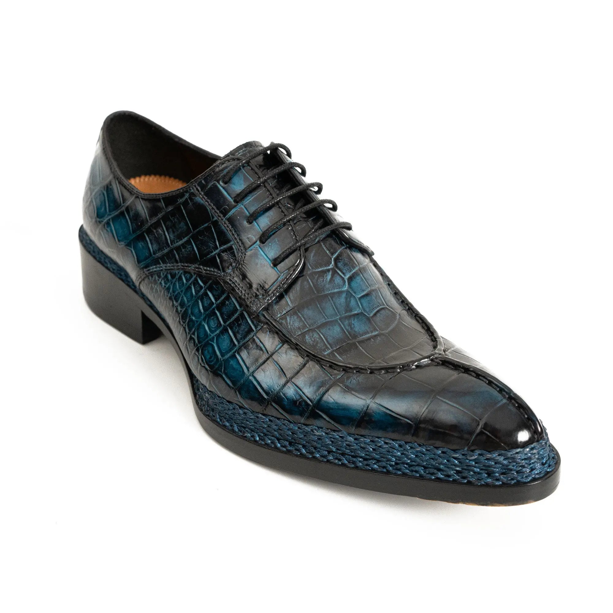 Blue Patina Crocodile Norwegian Oxford 8002 DIVINCH
