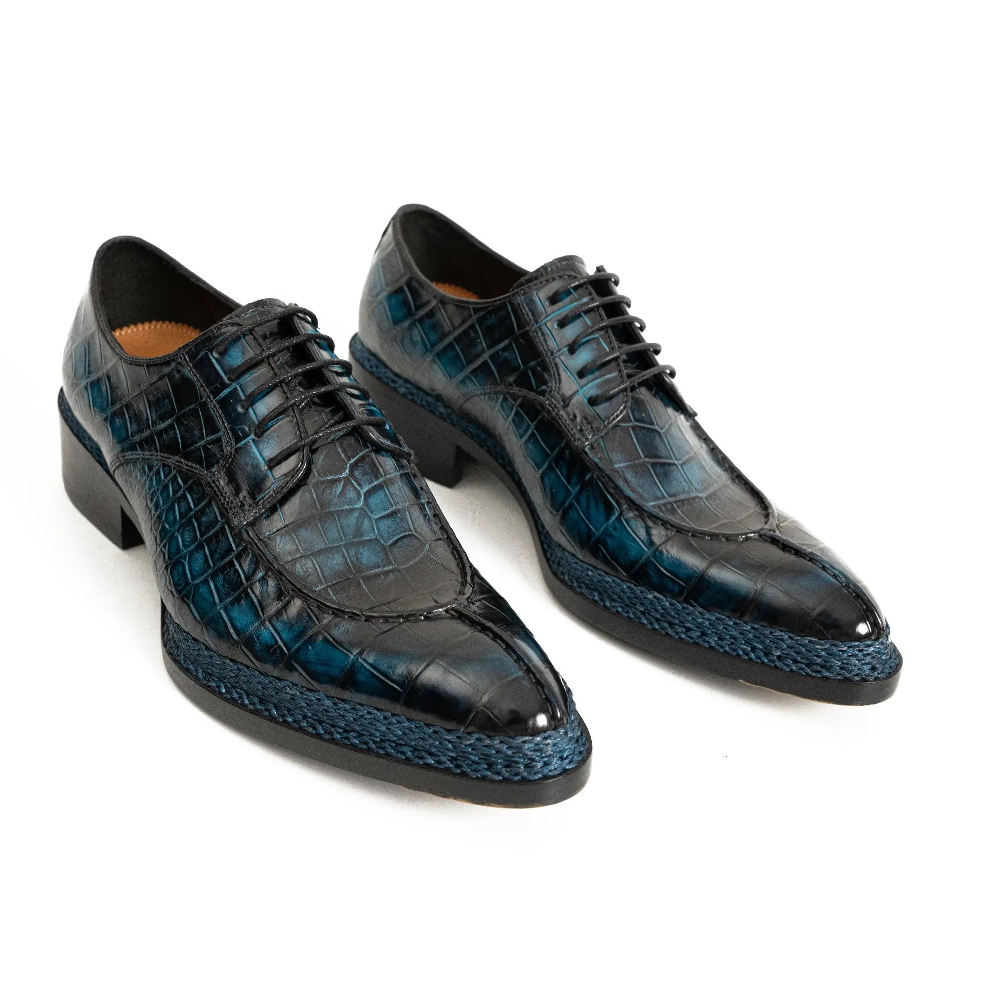 Blue Patina Crocodile Norwegian Oxford 8002 DIVINCH