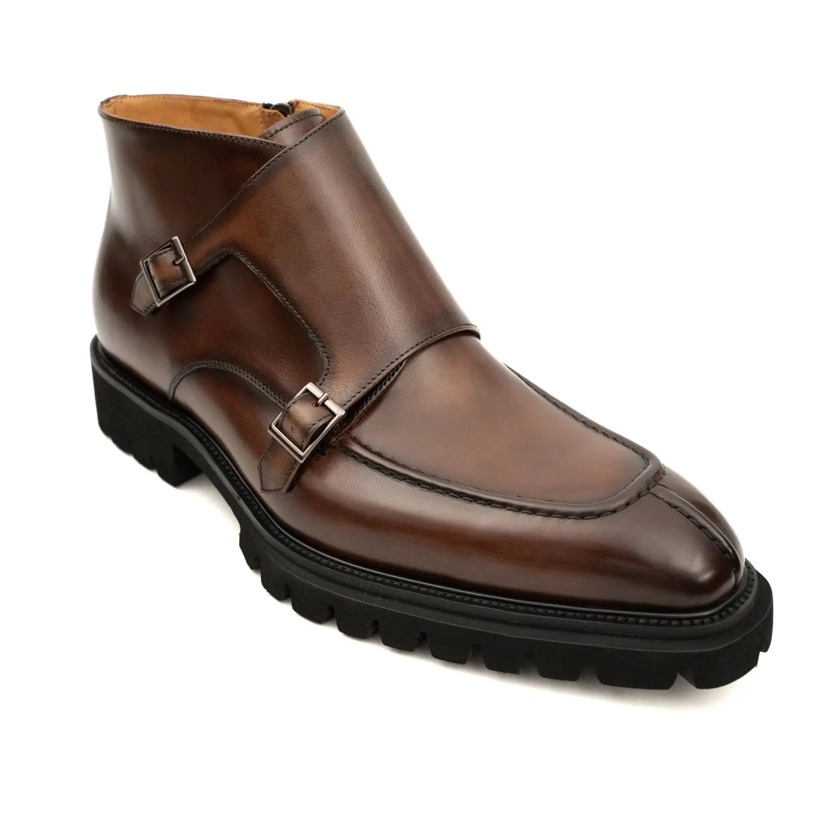 Borwn Burnished Double Monk Boot DIVINCH