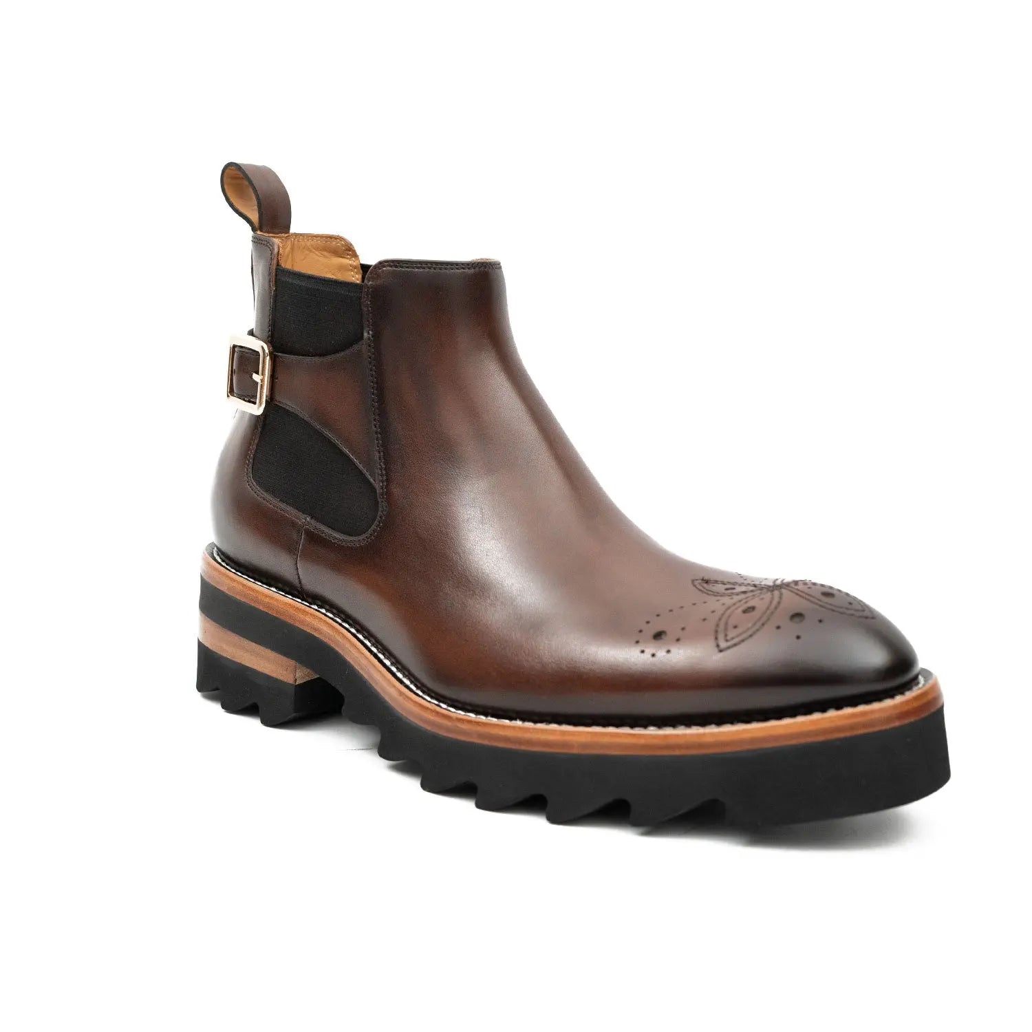 Brogue Chelsea Boots Brown DIVINCH