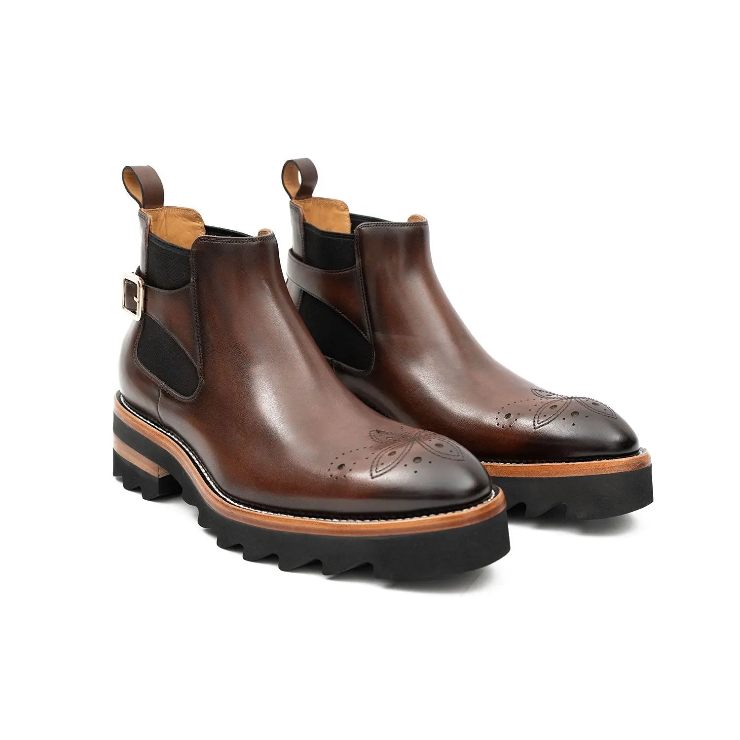 Brogue Chelsea Boots Brown DIVINCH