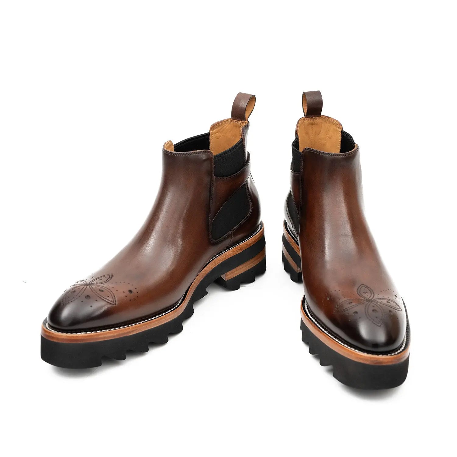 Brogue Chelsea Boots Brown DIVINCH
