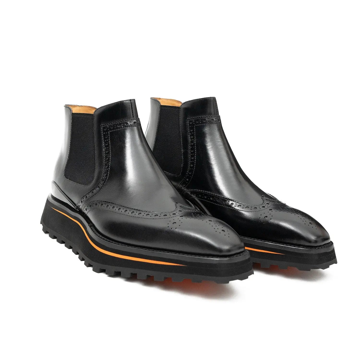 Brogue Thick-Soled Chelsea Boot 2891 Black DIVINCH